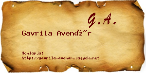 Gavrila Avenár névjegykártya